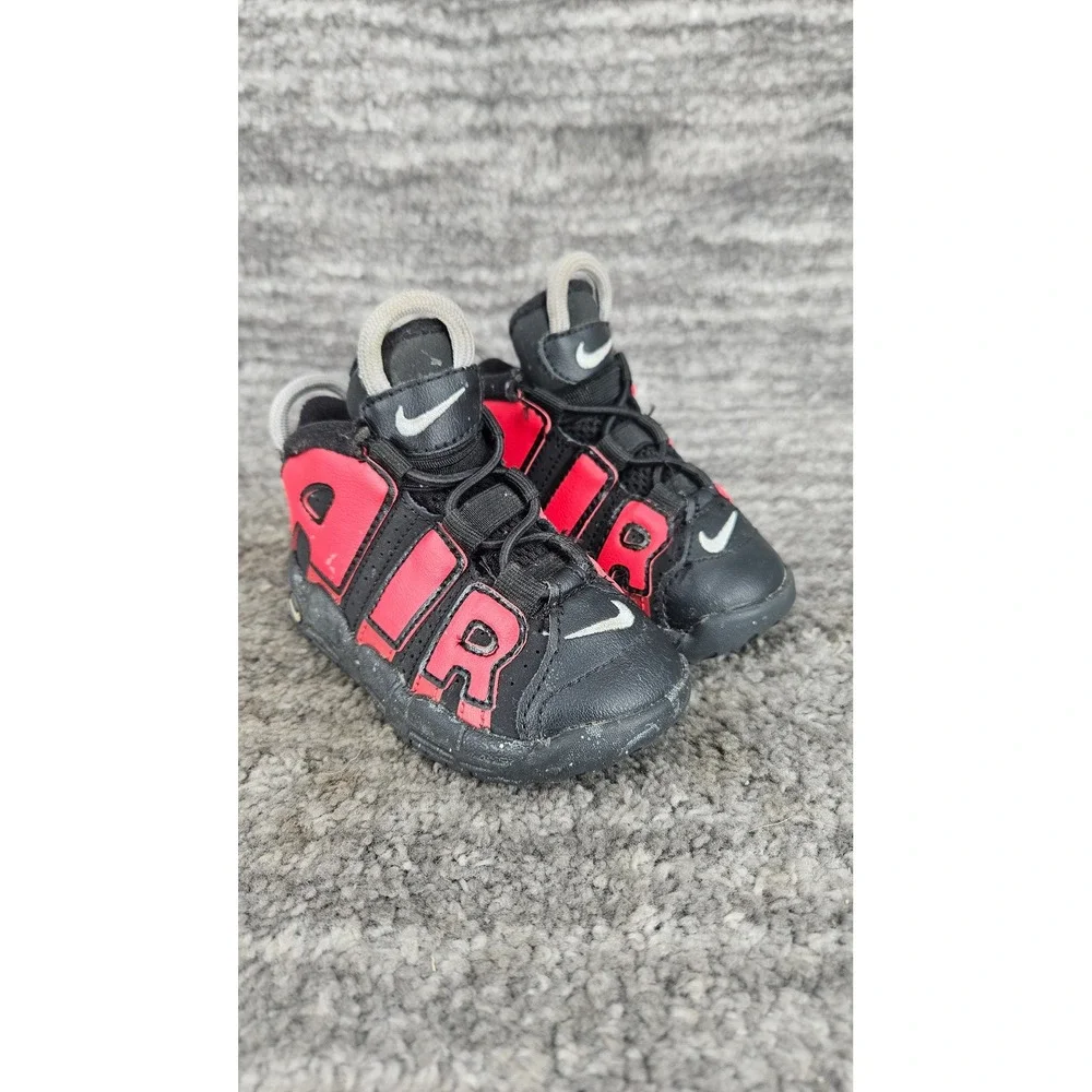 Nike Air More Uptempo Baby Sneakers Red Black‎ White Shoes 6C
